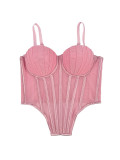 Women's Low Back Fitted Underwire Tank Top Outdoor Wear Sexy Lace Bra