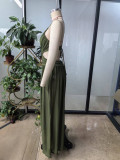 Women's Summer Solid Color Sexy Low Back Loose Wide-Leg Jumpsuit