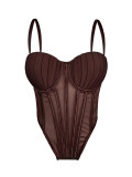 Women's Low Back Fitted Underwire Tank Top Outdoor Wear Sexy Lace Bra