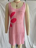 Women Summer Beach Holidays Sexy Flower Cut Out Slit Sleeveless Dress