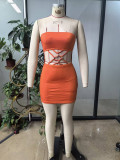 Summer Solid Color Sexy Open Waist Slim Strapless Mini Dress