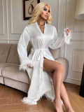 Long Luxury Satin Night Robe for Women