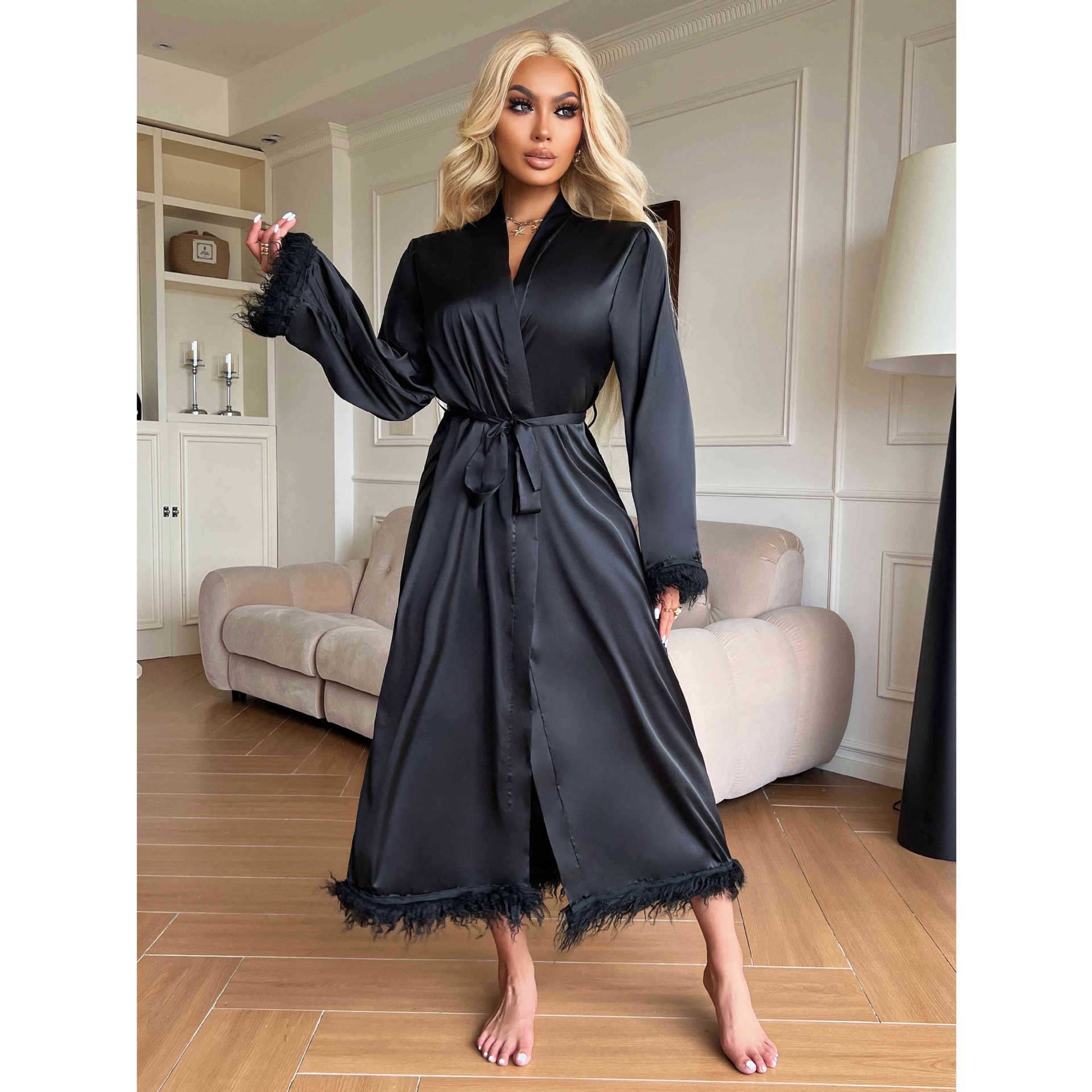 Luxury Satin Night Robe for Intimate Sleepwear