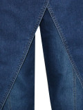 Women American Style Irregular Cross Metal Buckle Wide Leg Pants