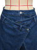 Women American Style Irregular Cross Metal Buckle Wide Leg Pants