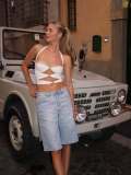 Women Summer Beaded Pearl Denim Capris
