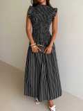 Women Stripe Sleeveless Beach Holidays Maxi Dress