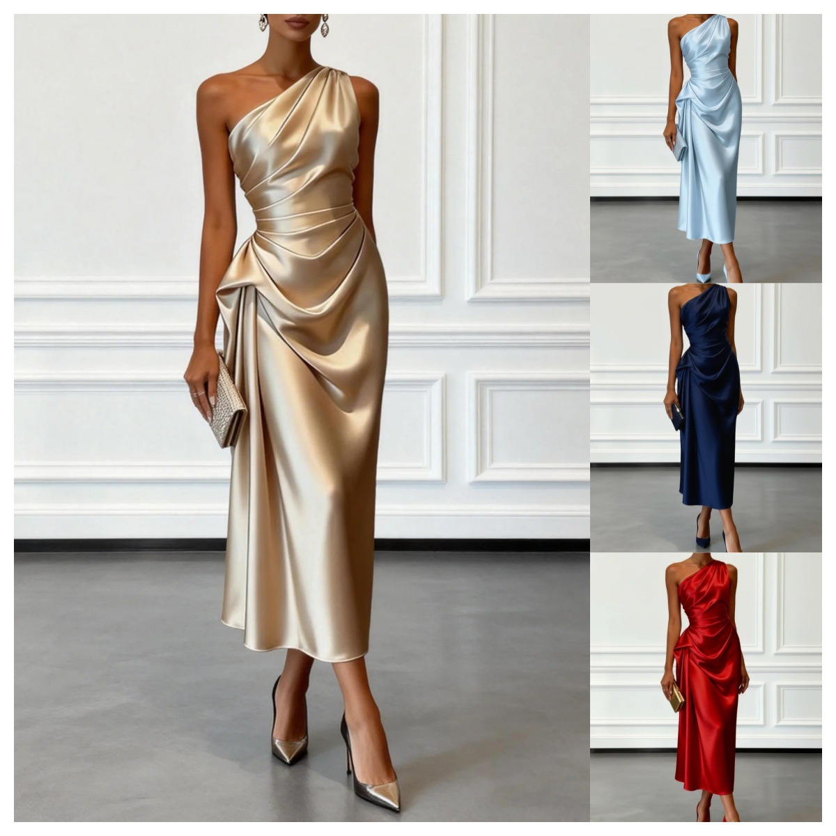 Ruched Sleeveless Dress for Formal Parties