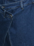 Women American Style Irregular Cross Metal Buckle Wide Leg Pants