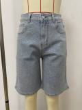 Women Summer Beaded Pearl Denim Capris