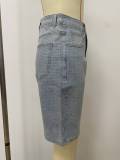 Women Summer Beaded Pearl Denim Capris