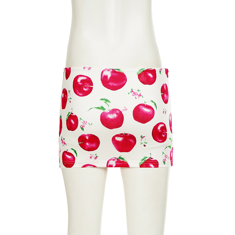 Apple Print Skirt for Holiday Casual Wear