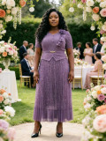Plus Size Women African Ruched Lace Elegant Formal Party Maxi Dress