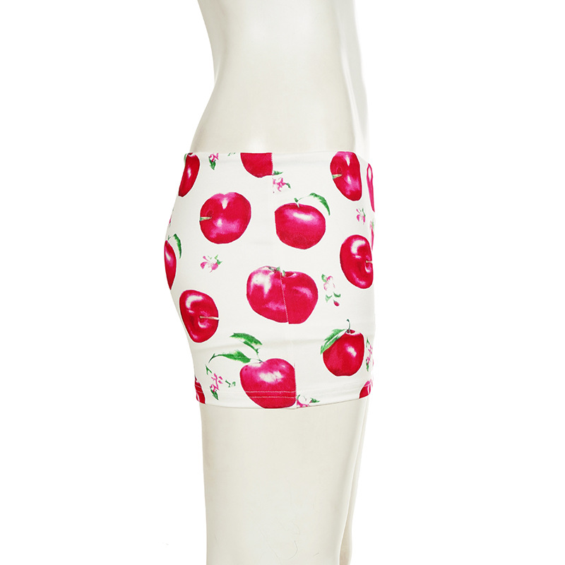 Apple Print Skirt for Holiday Casual Wear