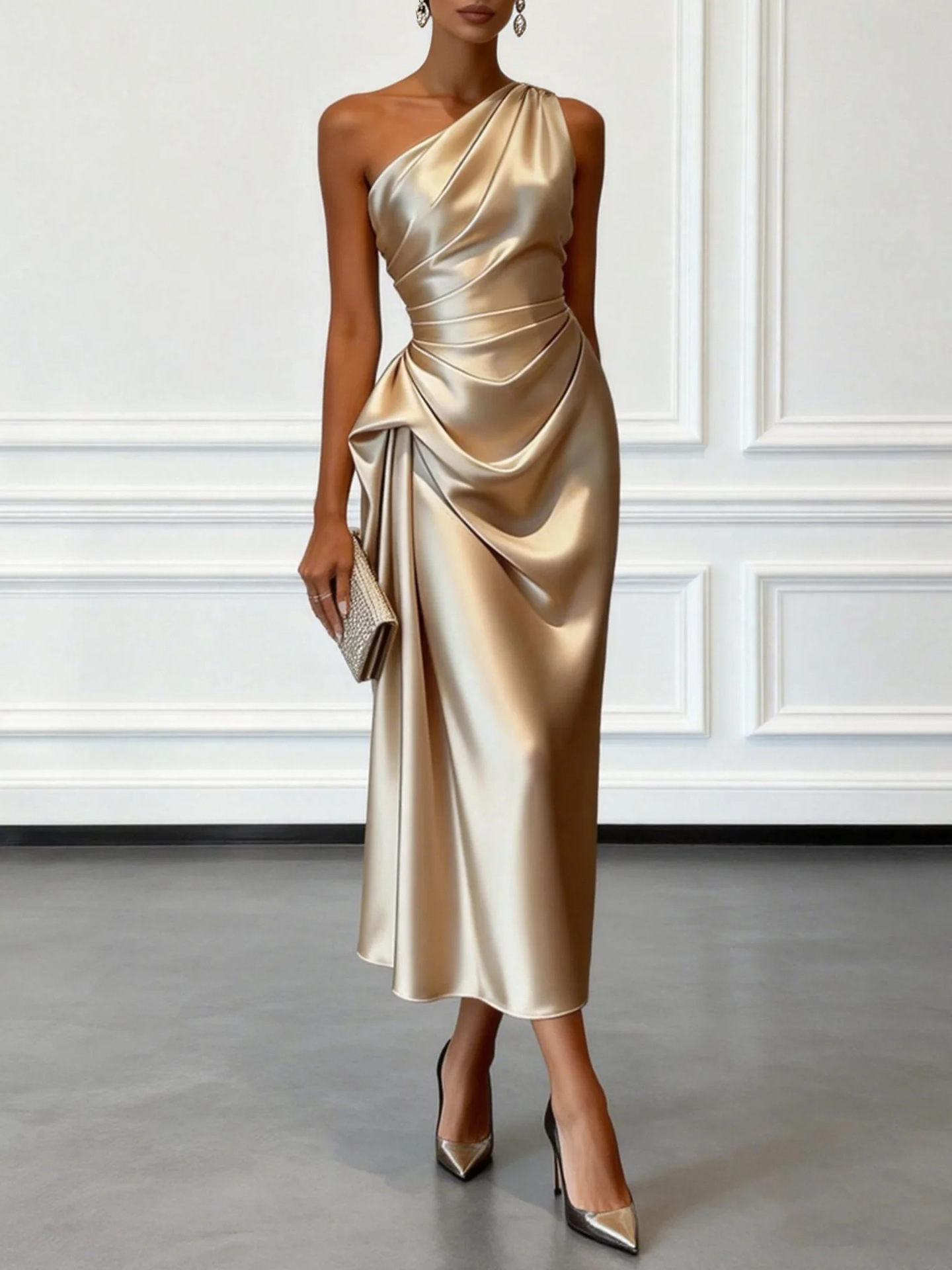 Ruched Sleeveless Dress for Formal Parties