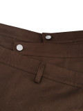 Women American Style Irregular Cross Metal Buckle Wide Leg Pants