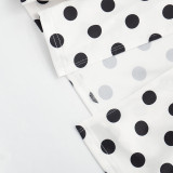 Summer Women Patchwork Polka Dot Halter Neck Strapless Ribbon High-Slit Dress