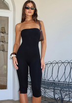 Women Sexy Solid Color Strapless Low Back Tight Fitting Jumpsuit Women Sexy Solid Color Strapless Low Back Tight Fitting Jumpsuit