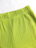 Women V-Neck Sleeveless Career Slim Waist Slim Fit Pleated Wide-Leg Pants Two-Piece Set