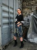 Women Street Asymmetric Frayed Raw Edge Five-Point Denim Pants