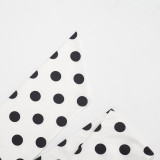 Summer Women Patchwork Polka Dot Halter Neck Strapless Ribbon High-Slit Dress