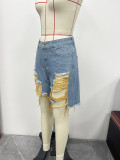 Summer Women Patchwork Loose Casual Denim Shorts