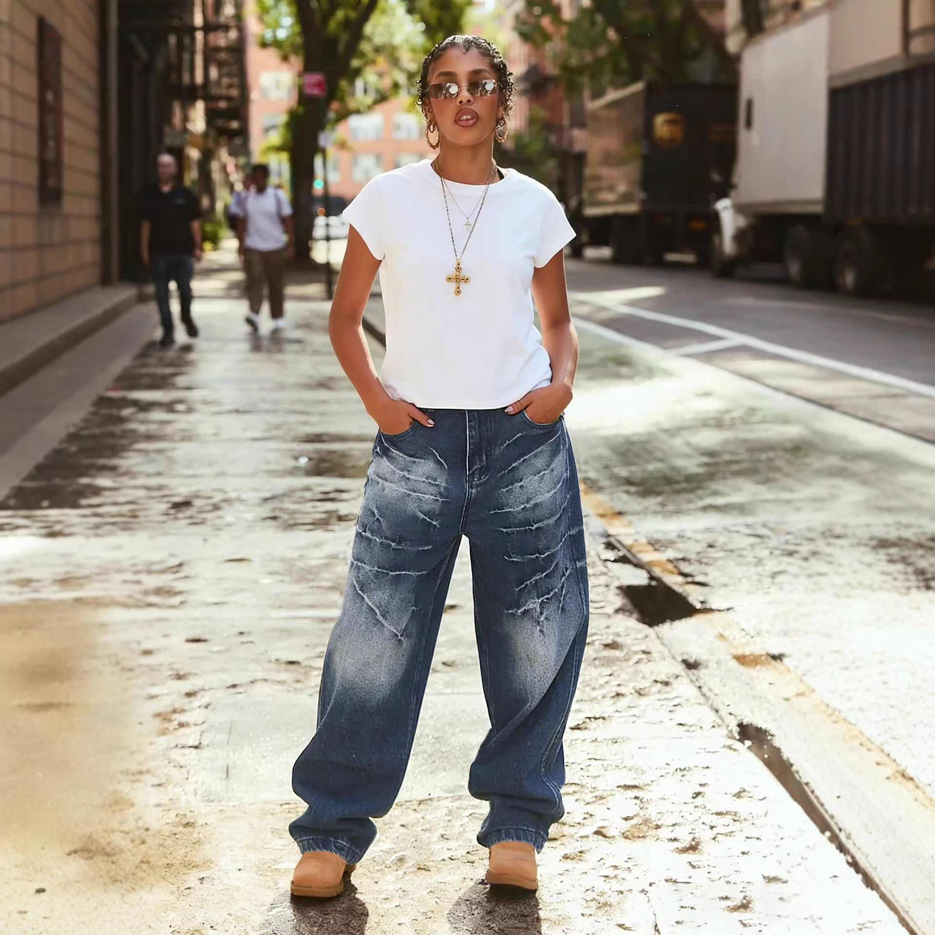 Washed Denim Jeans for Casual Streetwear