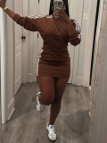 Women Casual Striped Bodycon Slim Fit Long-Sleeve Dress
