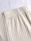Women V-Neck Sleeveless Career Slim Waist Slim Fit Pleated Wide-Leg Pants Two-Piece Set