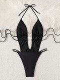 Women Summer Holidays Sexy Backless One Piece Swimwear