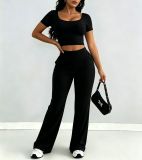 Women Short Sleeve Top and Pant Casual Two Pieces