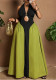 Women Summer Backless Sleeveless Lace-Up Hollow Out Color Block Dress