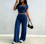 Women Short Sleeve Top and Pant Casual Two Pieces