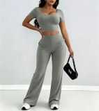 Women Short Sleeve Top and Pant Casual Two Pieces