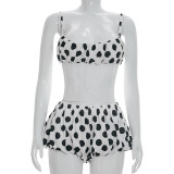 Women Polka Dot Printed Cami Top & Bud Shorts Two-Piece Outfit