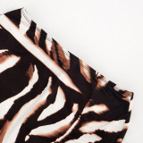 Women Spring Summer Halter Neck V Neck Backless Lace-Up Printed Top and Shorts Two Pieces