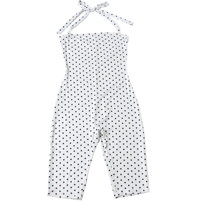 Polka Dot Halter Sleeveless Jumpsuit for Summer Events