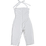 Women Summer Polka Dot Print Sleeveless Halter Neck Jumpsuit