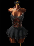 Women Vest Pearl Bra Cover Chain Halter Neck Top