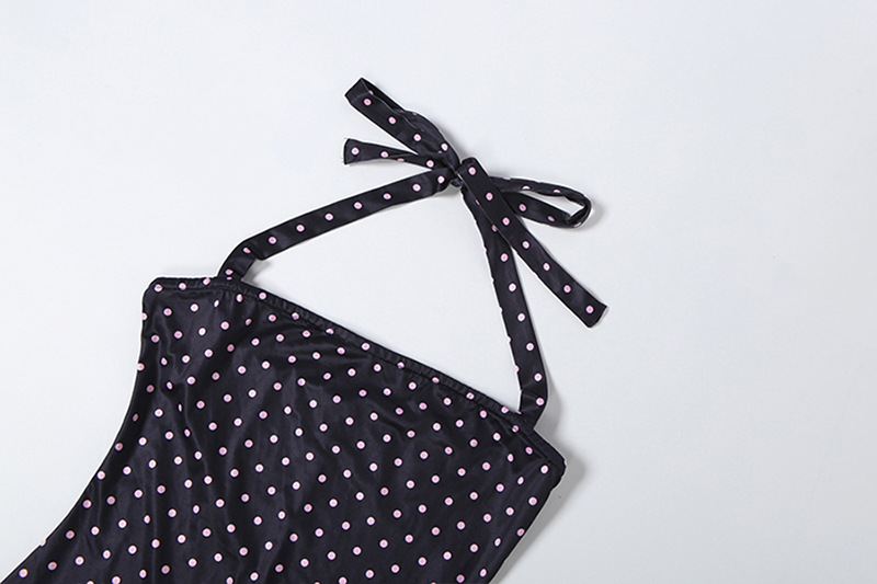 Polka Dot Halter Sleeveless Jumpsuit for Summer Events
