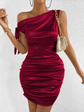 Women Slash Shoulder Irregular Dress