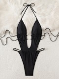 Women Summer Holidays Sexy Backless One Piece Swimwear