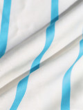 Women V Neck Stripe Summer Puff Sleeve Shirt Dress