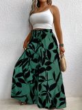 Plus Size Women Summer Printed Wide Leg Pants