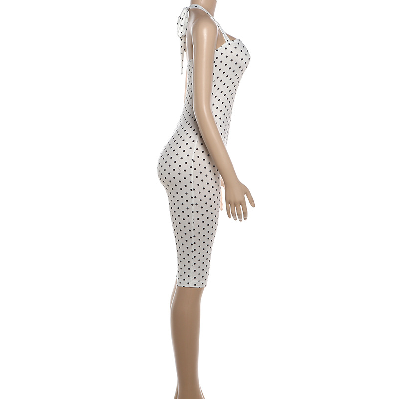 Polka Dot Halter Sleeveless Jumpsuit for Summer Events