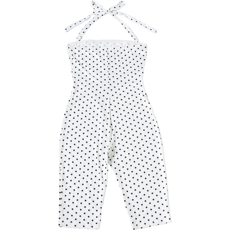 Polka Dot Halter Sleeveless Jumpsuit for Summer Events