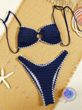 Women Shell Edge Halter Neck Camisole Swimwear