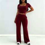 Women Short Sleeve Top and Pant Casual Two Pieces
