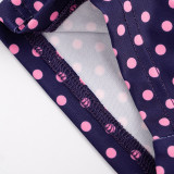Women Spring Summer Polka Dot Sleeveless Halter Neck Cropped Jumpsuit
