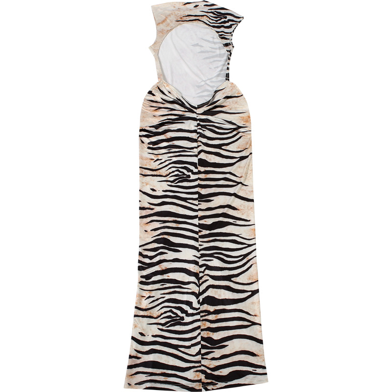 Striped Sleeveless Ruched Backless Dress for Summer Parties